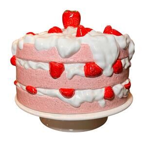 Strawberry Shortcake Pedestal Footed Cake Stand Vintage Ceramic - 2 Small Chips